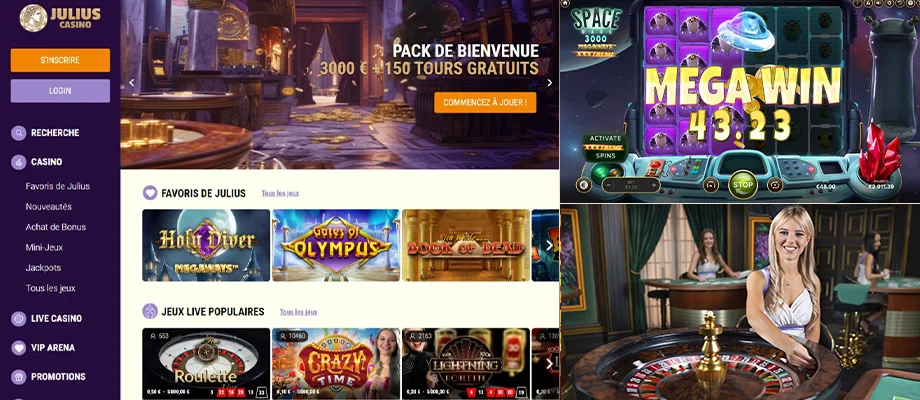 Casino en ligne Julius : BONUS de Bienvenue de 3000€ + 150 Tours gratuits !