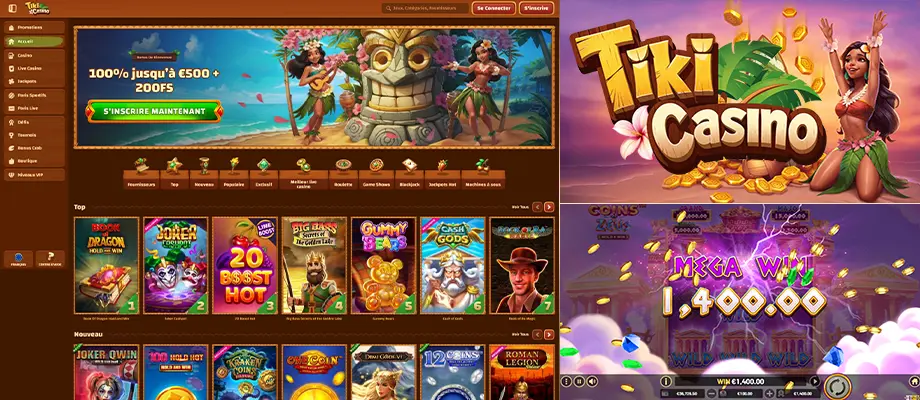 Plongez dans l'univers tropical du Tiki Casino et jouez avec de l'argent réel !